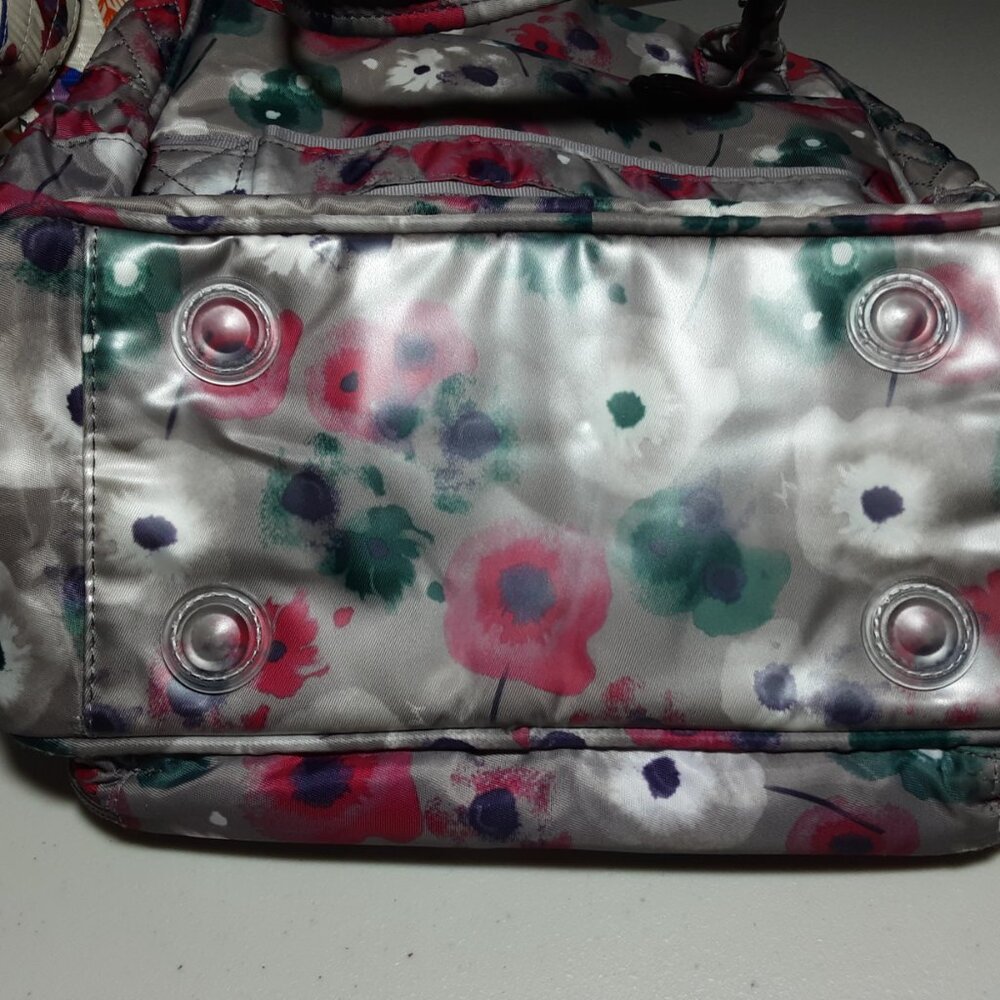 Lug Mini Puddle Jumper Travel Bag Tote Crossbody Gray Floral Pocket Storage - Picture 11 of 12